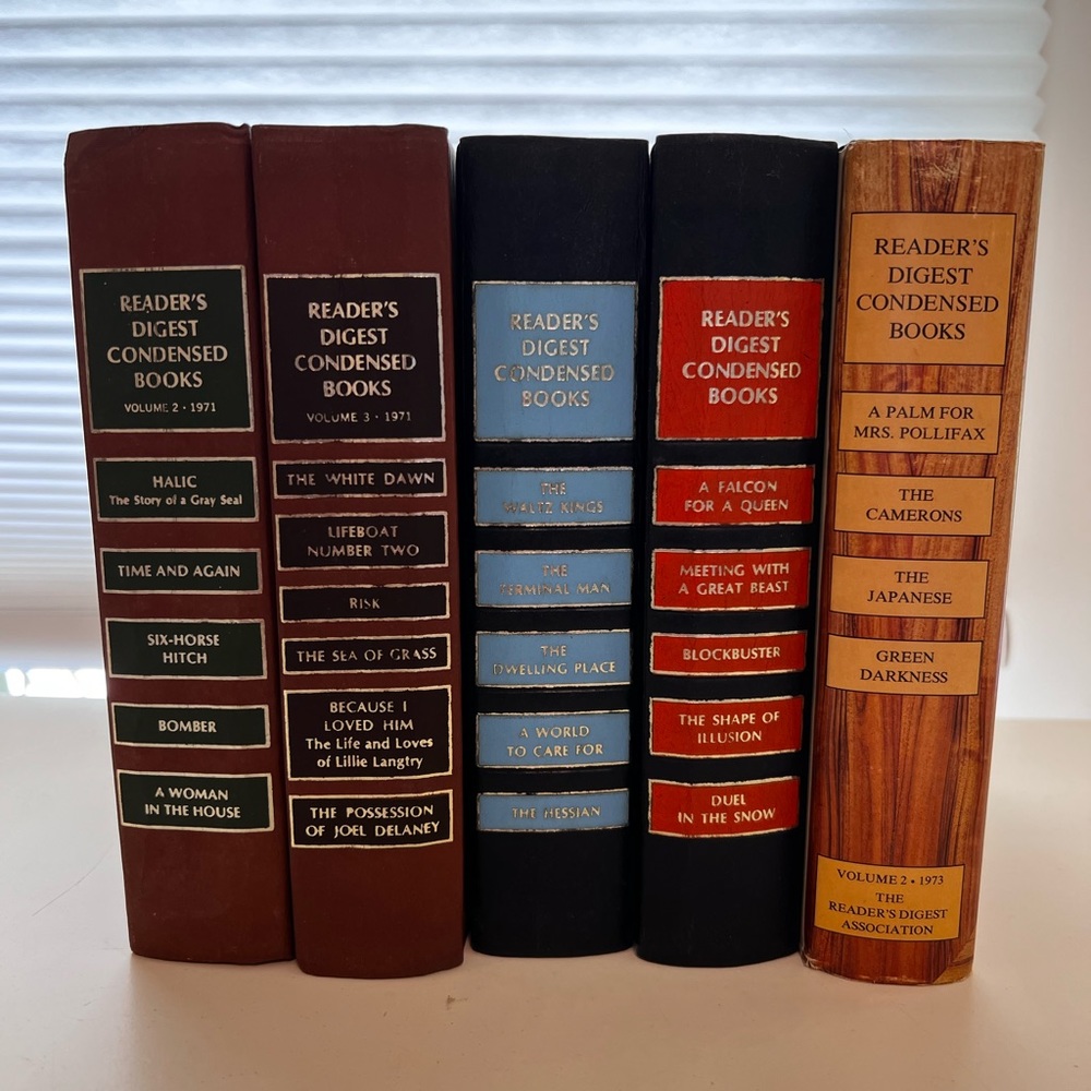 5 VINTAGE READER’S DIGEST BOOKS DATED 1971-1973. Excellent vintage condition.